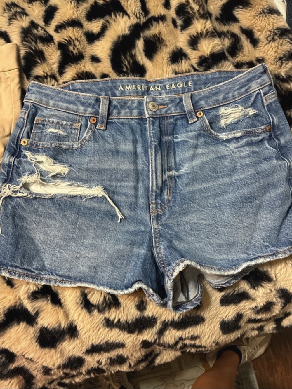American Eagle Outfitters Light Blue Distressed Denim Shorts